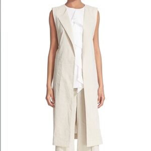 Theory skea crunch linen vest & short set